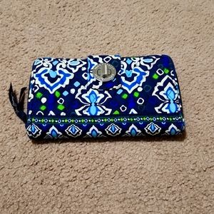 Vera Bradley Turnlock Wallet in shades of blue